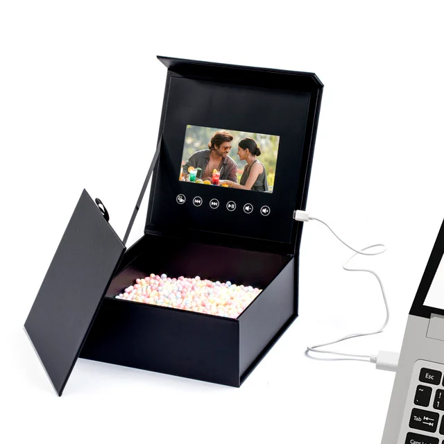 5-Inch Video Gift Box with IPS Screen – Customizable Memory Gift for Weddings, Birthdays, USB Rechargeable, Magnetic Lid