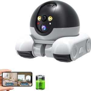 Smart Robot Camera on Wheels – 1080P Dual-Lens Indoor Security Camera