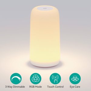 Cordless Table Lamps Rechargeable, Touch Lamp for Bedroom [Sleek Design & RGB Mode] 4-Level Brightness Small Bedside Lamp, LED Lamp Multi-Color Smart Nightstand Lamp for Living Room Home Gifts