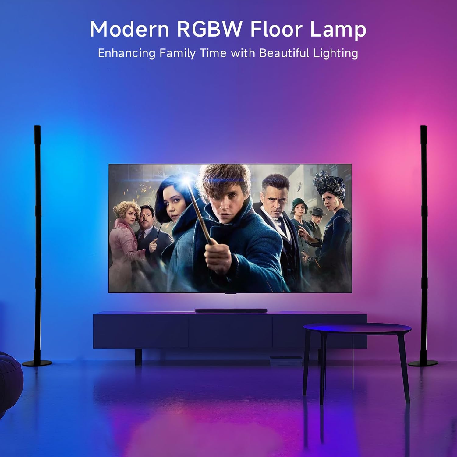 Corner Floor Lamp – Black RGB LED Floor Lamp with Music Sync and 16 Million DIY Colors, App & Remote Control, Color Changing Modern Smart Corner Lamp for Bedroom Living Room