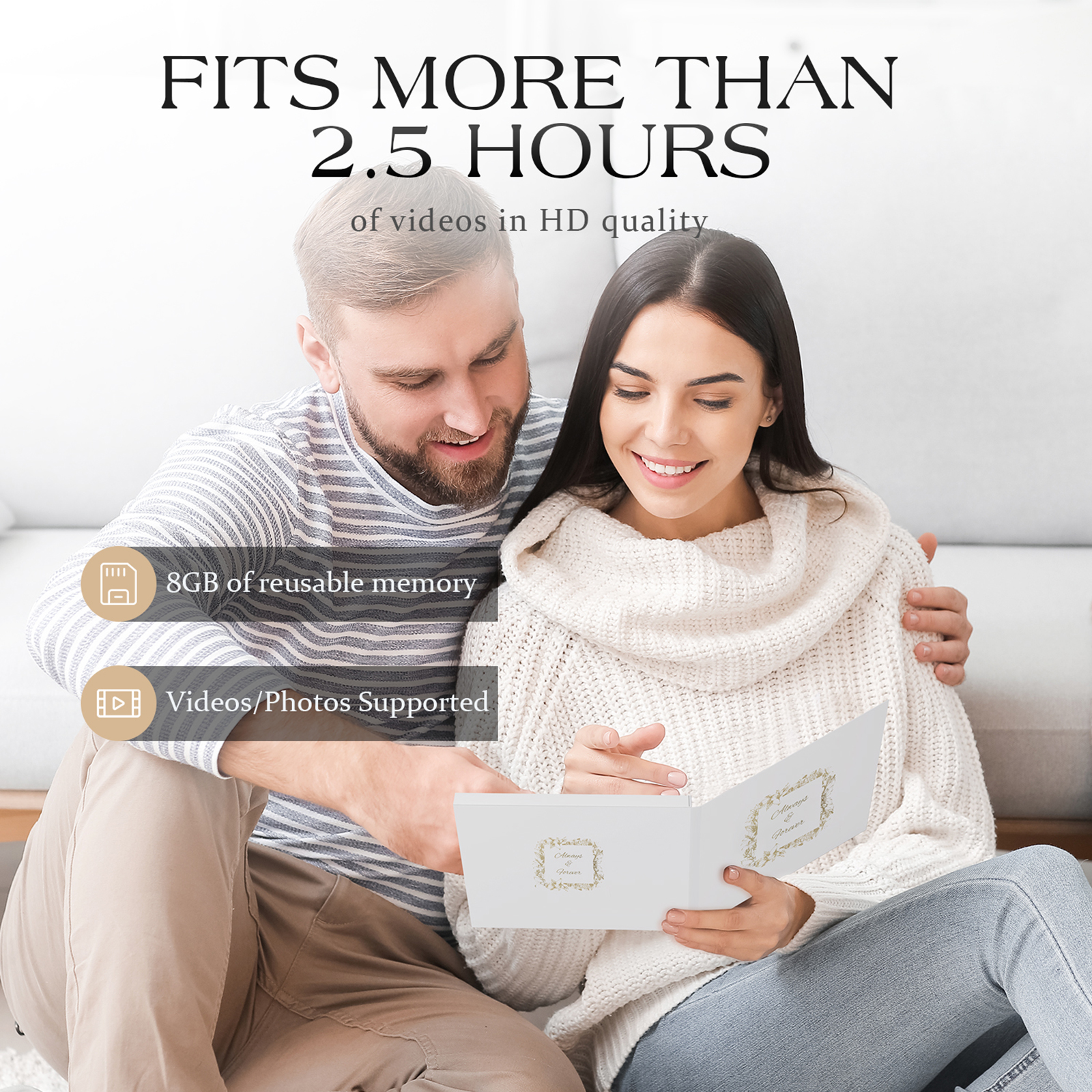 Always & Forever 4.3″ LCD Video Brochure – Customizable Gift with 8GB Storage & Rechargeable Battery