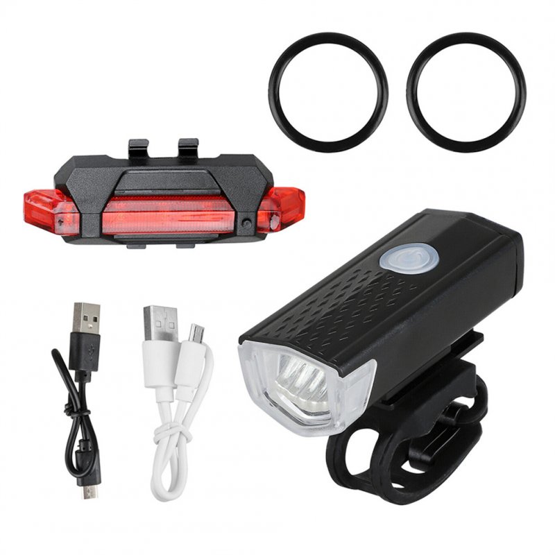 Bike Bicycle Lights USB LED Rechargeable Set Mtb Road Bike Front Rear Headlights Lamp Cycling Accessories black headlight+red taillight