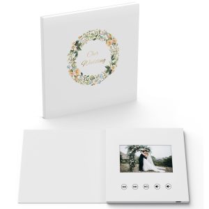 Wedding Video Album Book – 4.3” IPS Screen, 8GB Memory, Rechargeable Battery – Personalized Video Greeting Card for Weddings & Anniversaries