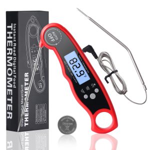 Digital Meat Thermometer for Cooking with 2 Probes, Instant Read Food Thermometer,Large LCD Screen,Magnet for Kitchen BBQ Candy Oil Deep Fry