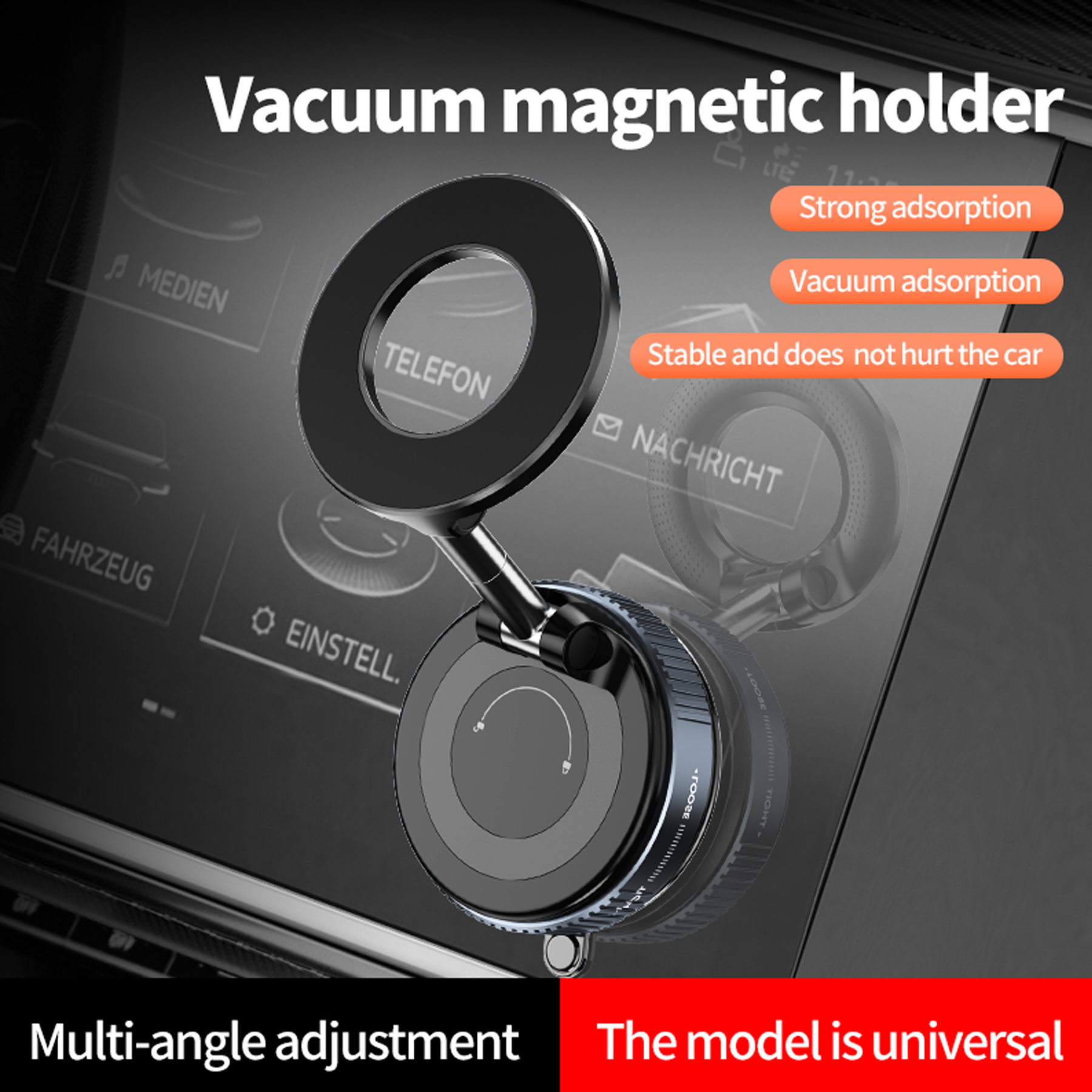 Strong Magnetic Car Phone Holder for MagSafe, Ultra Vacuum Suction Cup Phone Mount 360° Cell Phone Holders for Your Car Accessories for iPhone 16 15 14 13 12 Android
