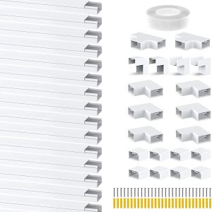 6M Cable Trunking Kit – Self-Adhesive Wire Hider for Wall-Mounted TV & Office Use, White