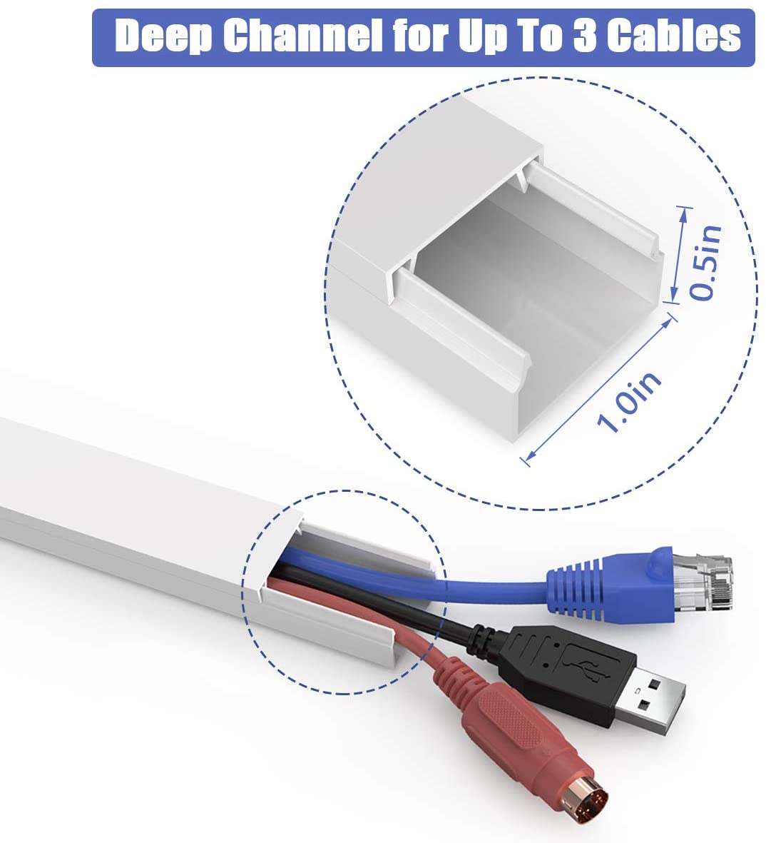 6M Cable Trunking Kit – Self-Adhesive Wire Hider for Wall-Mounted TV & Office Use, White