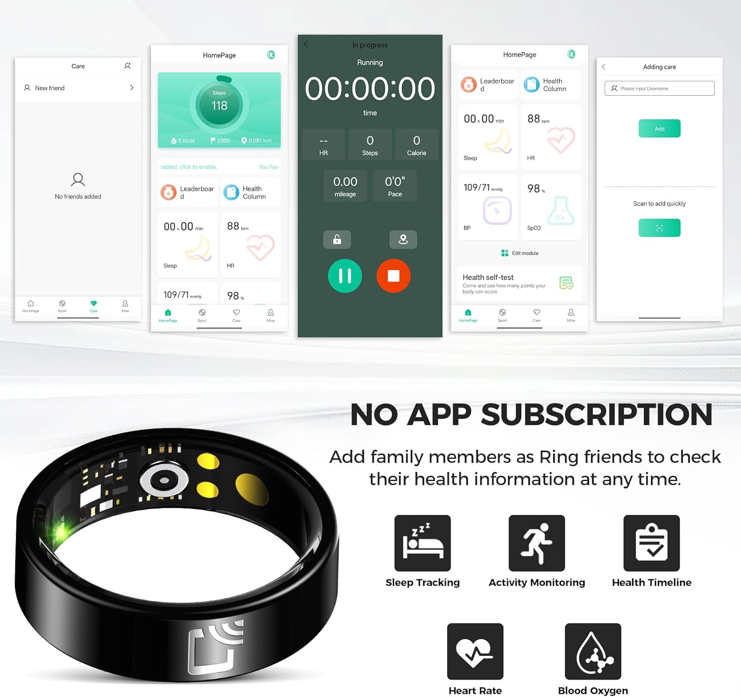 Smart NFC Ring for Men & Women – Heart Rate, Sleep, Step & Fitness Tracker with Bluetooth, Waterproof Activity Ring, Sizes 7–14