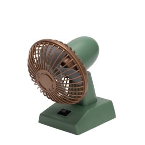 Vintage Mini Oscillating Desk Fan – Dual Speed, Battery & USB Powered, Retro Style for Home & Office