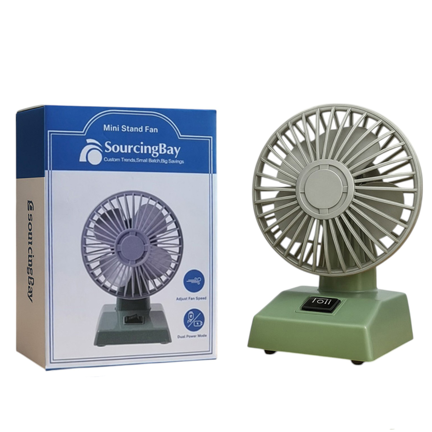 Vintage Mini Oscillating Desk Fan – Dual Speed, Battery & USB Powered, Retro Style for Home & Office