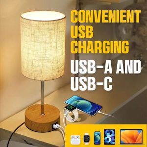 Touch Control Bedside Lamps, 3-Way Dimmable Table Lamp With USB Charging Ports