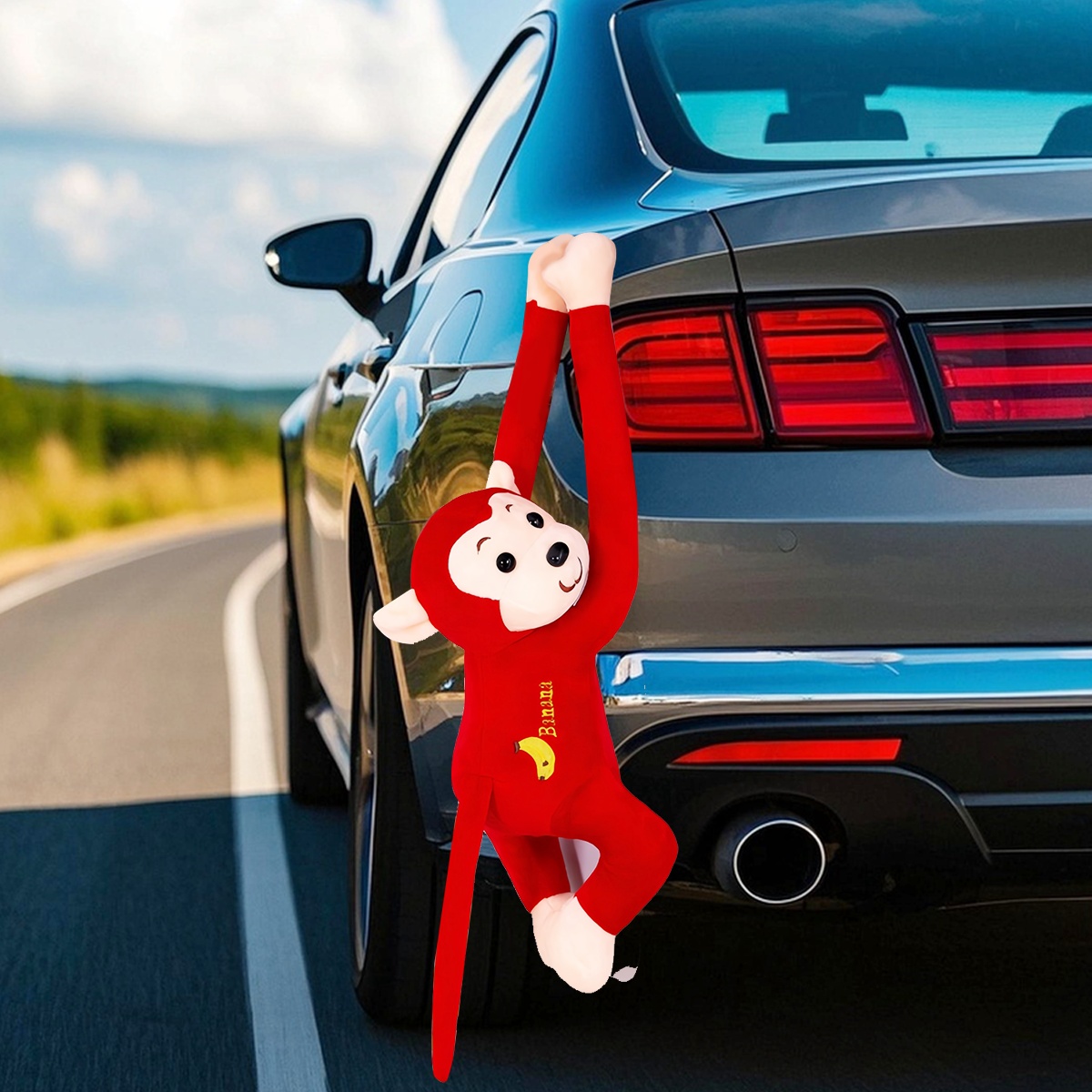 Tailwind Monkey Decro For Car, Hanging Monkey Stuffed Animal Car Tail Exterior Decoration, Adorable Wind-Braving Plush Monkeys, Interesting Car Companion