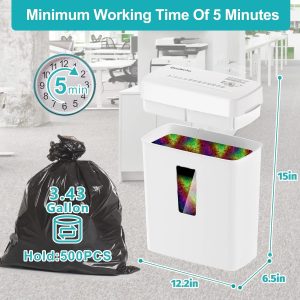 Paper Shredder, P5 Security Level, 6 Micro Paper Cutters, Equipped With A 3.43-gallon Paper Basket, Durable And Fast, With Anti Paper Jam System, Suitable For Home And Office Use, Shipped Via FBA