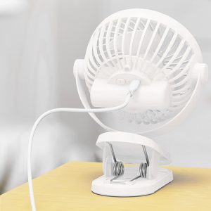 3 Speeds Mini Cooling Fan USB Rechargeable Clip On Desk Baby Stroller Portable
